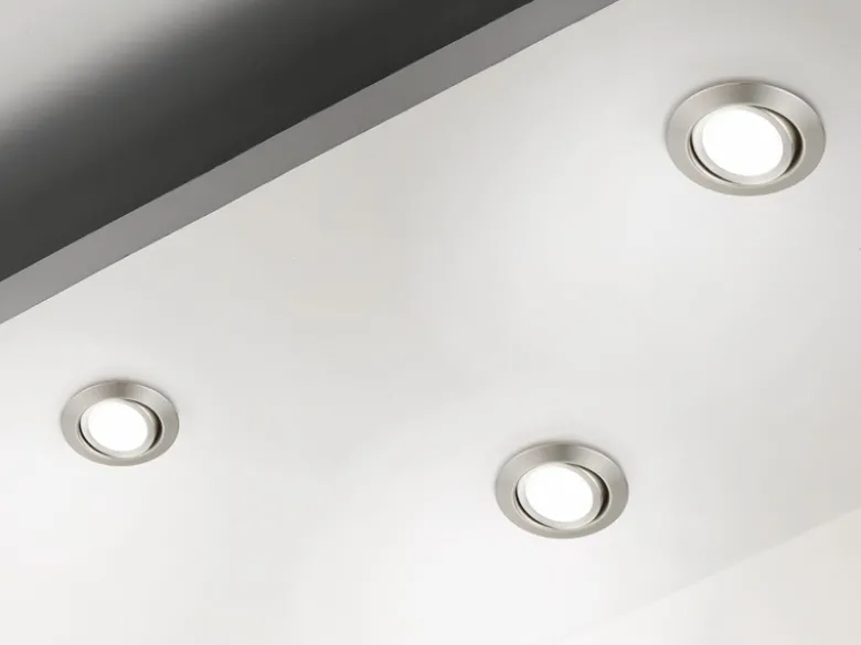 Runder LED Einbaustrahler Decke im 4er Set schwenkbar Silber matt 5 Watt