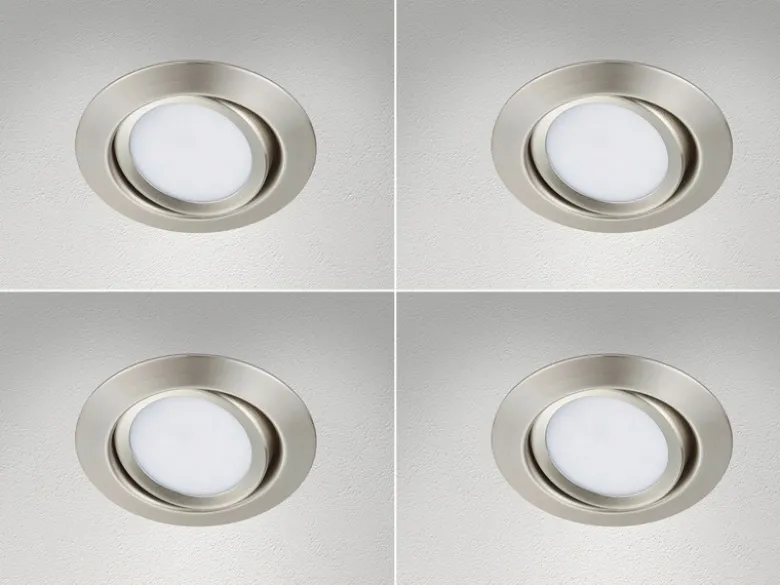 Runder LED Einbaustrahler Decke im 4er Set schwenkbar Silber matt 5 Watt