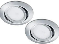 Runder LED Einbaustrahler Decke Doppelpack schwenkbar Chrom glänzend 5 Watt