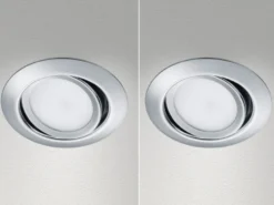 Runder LED Einbaustrahler Decke Doppelpack schwenkbar Chrom glänzend 5 Watt
