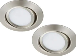 Runder LED Einbaustrahler Decke Doppelpack schwenkbar Silber matt 5 Watt