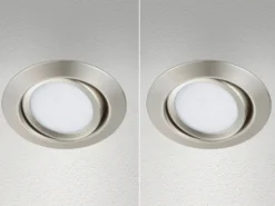 Runder LED Einbaustrahler Decke Doppelpack schwenkbar Silber matt 5 Watt