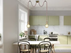 Rustikale Affenschaukel Lampe ROPE 2-flammig aus Hanfseil, Höhe 150cm