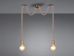 Rustikale Affenschaukel Lampe ROPE 2-flammig aus Hanfseil, Höhe 150cm
