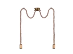 Rustikale Affenschaukel Lampe ROPE 2-flammig aus Hanfseil, Höhe 150cm