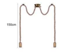 Rustikale Affenschaukel Lampe ROPE 2-flammig aus Hanfseil, Höhe 150cm