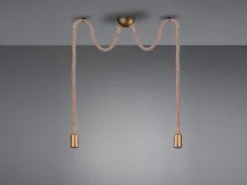 Rustikale Affenschaukel Lampe ROPE 2-flammig aus Hanfseil, Höhe 150cm