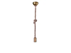 Rustikales LED Schnurpendel aus Hanfseil mit Knoten, Höhe 150cm