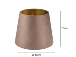 Samt Lampenschirm NELDE Braun Gold für E14 Tischleuchten Gestelle, Ø 16cm klein