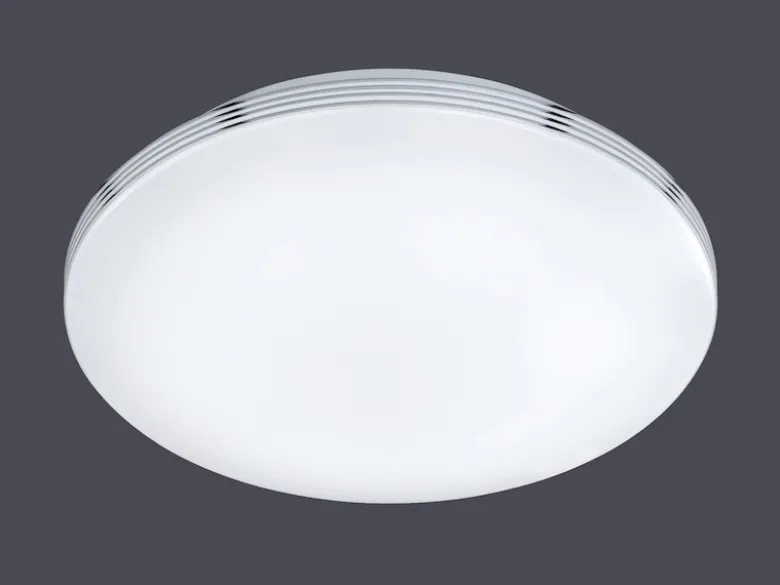 Schlichte LED Badleuchte APART, Deckenleuchte Chrom, Acryl weiß, Ø 41cm