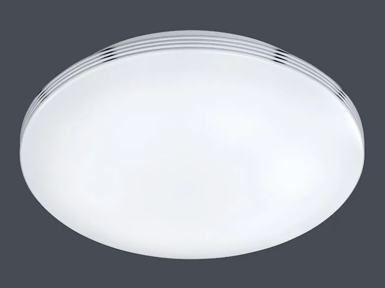 Schlichte LED Badleuchte APART, Deckenleuchte Chrom, Acryl weiß, Ø 35cm