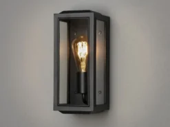 Schmale Außenwandlaterne CARPI Stahl Schwarz mit Klarglas, Höhe 30cm