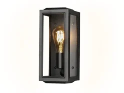 Schmale LED Außenwandlaterne aus Stahl Schwarz mit Klarglas, Höhe 30cm