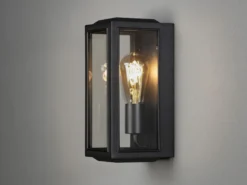 Schmale LED Außenwandlaterne aus Stahl Schwarz mit Klarglas, Höhe 30cm