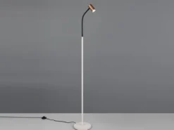 Schmale LED Stehlampe Coffee / Grau dimmbar, Spot flexibel, Höhe 133,5cm