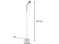 Schmale LED Stehlampe Coffee / Grau dimmbar, Spot flexibel, Höhe 133,5cm