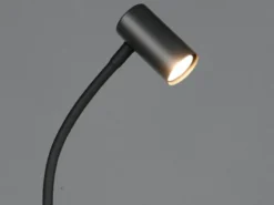 Schmale LED Stehlampe Schwarz dimmbar, flexibel einstellbarer Spot, Höhe 133,5cm