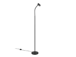 Schmale LED Stehlampe Schwarz dimmbar, flexibel einstellbarer Spot, Höhe 133,5cm