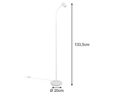 Schmale LED Stehlampe Weiß dimmbar, flexibel einstellbarer Spot, Höhe 133,5cm