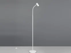 Schmale LED Stehlampe Weiß dimmbar, flexibel einstellbarer Spot, Höhe 133,5cm