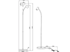 Schmale Stehlampe TARYN Coffee / Grau, flexibel einstellbarer Spot, Höhe 133,5cm