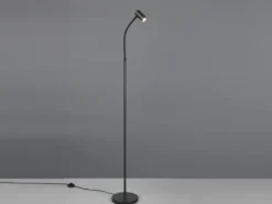 Schmale Stehlampe TARYN Schwarz mit flexibel einstellbarem Spot, Höhe 133,5cm