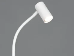 Schmale Stehlampe TARYN Weiß mit flexibel einstellbarem Spot, Höhe 133,5cm