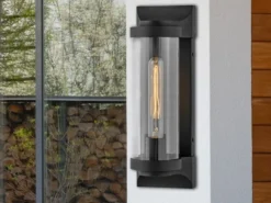 Schöne Vintage Wandleuchte PEARSON für Innen & Außen, Schwarz Höhe 36cm