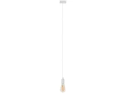 Schnurpendel Hängeleuchte Textil weiß mit E27 Filament LED, Ø 8,5cm