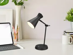 Schreibtischlampe ENZO Metallschirm in Schwarz Gelenkarm Höhe 50cm