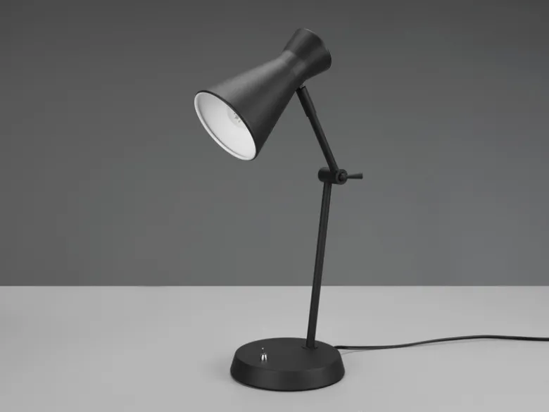 Schreibtischlampe ENZO Metallschirm in Schwarz Gelenkarm Höhe 50cm