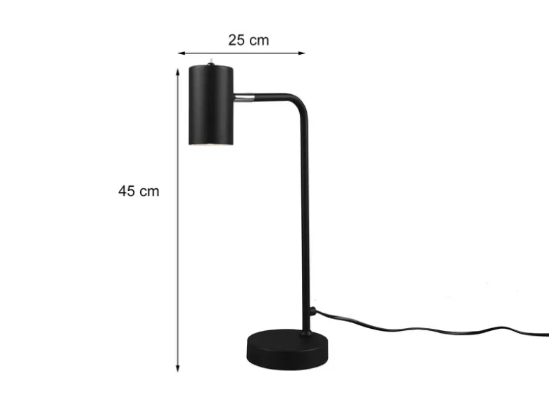 Schreibtischlampe MARLEY in Schwarz matt, Spot schwenkbar, Höhe 45cm