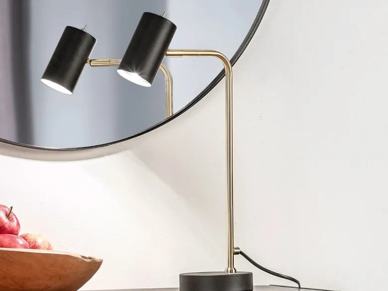 Schreibtischlampe MARLEY in Messing / Schwarz matt, Spot schwenkbar, Höhe 45cm