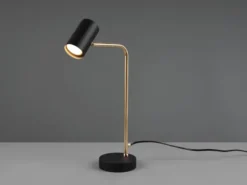Schreibtischlampe MARLEY in Messing / Schwarz matt, Spot schwenkbar, Höhe 45cm