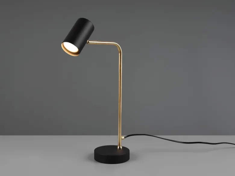 Schreibtischlampe MARLEY in Messing / Schwarz matt, Spot schwenkbar, Höhe 45cm