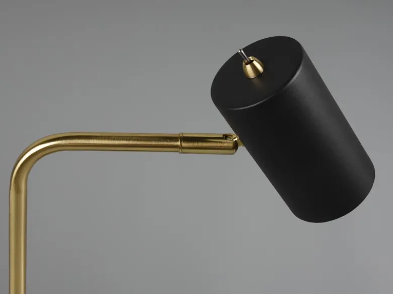 Schreibtischlampe MARLEY in Messing / Schwarz matt, Spot schwenkbar, Höhe 45cm
