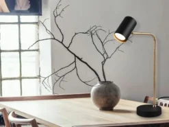Schreibtischlampe MARLEY in Messing / Schwarz matt, Spot schwenkbar, Höhe 45cm