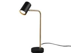 Schreibtischlampe MARLEY in Messing / Schwarz matt, Spot schwenkbar, Höhe 45cm