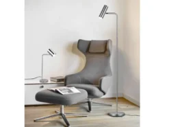 Schreibtischlampe MARLEY in Silber matt, Spot schwenkbar, Höhe 45cm