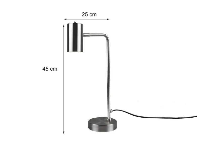 Schreibtischlampe MARLEY in Silber matt, Spot schwenkbar, Höhe 45cm