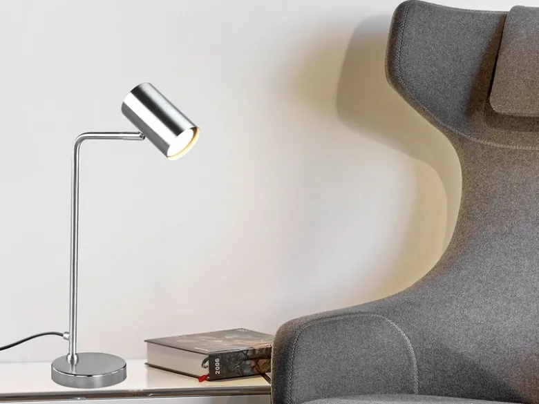 Schreibtischlampe MARLEY in Silber matt, Spot schwenkbar, Höhe 45cm
