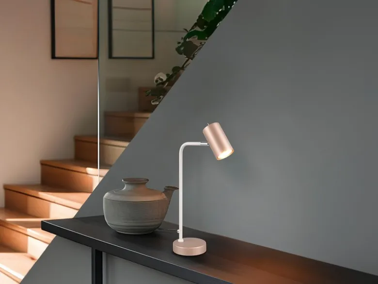 Schreibtischlampe MARLEY Metall Coffee / Weiß, Spot schwenkbar, Höhe 45cm