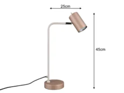 Schreibtischlampe MARLEY Metall Coffee / Weiß, Spot schwenkbar, Höhe 45cm