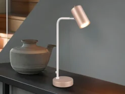 Schreibtischlampe MARLEY Metall Coffee / Weiß, Spot schwenkbar, Höhe 45cm