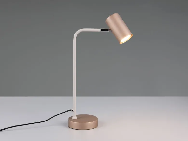 Schreibtischlampe MARLEY Metall Coffee / Weiß, Spot schwenkbar, Höhe 45cm