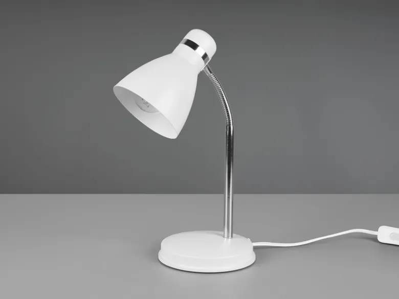 Schreibtischleuchte HARVEY flexibel, Chrom & Metallschirm Weiß, 33cm