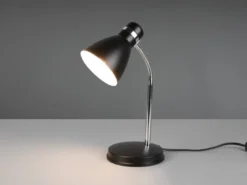 Schreibtischleuchte HARVEY, flexibel Chrom & Metallschirm Schwarz, 33cm