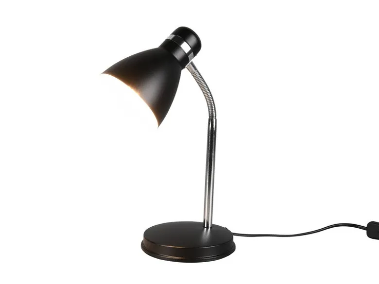 Schreibtischleuchte HARVEY, flexibel Chrom & Metallschirm Schwarz, 33cm
