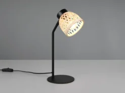 Schreibtischleuchte LAURENT mit Korb Lampenschirm aus Bambus, Höhe 36cm