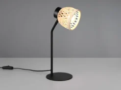 Schreibtischleuchte LAURENT mit Korb Lampenschirm aus Bambus, Höhe 36cm